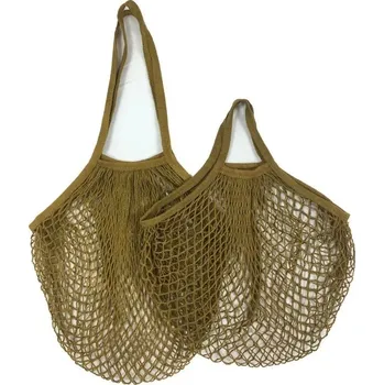 Nákupní síťová taška z bavlny | ekologická taška, nákupní taška - Khaki 11 , S-10x35x38cm