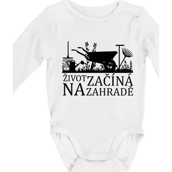 Kojenecké oblečení Život začíná na zahradě - Body kojenecké s dlouhým rukávem - Dlouhý r. do 3 měs ( Bílá )