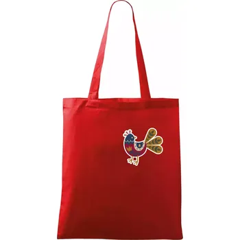 Nákupní taška Folklor na prsu slepice - Taška bavlněná - 42 x 38 cm ( Červená )