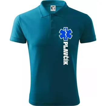 Pánská košile Hvězda života - Plavčík - Polokošile pánská Pique Polo 203 - 4XL ( Tmavý tyrkys )