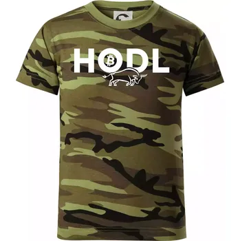 Chlapecké tričko Hodl, nápis a býk - Dětské maskáčové triko - 104-110cm / 3-4 roky ( Zelený maskáč )