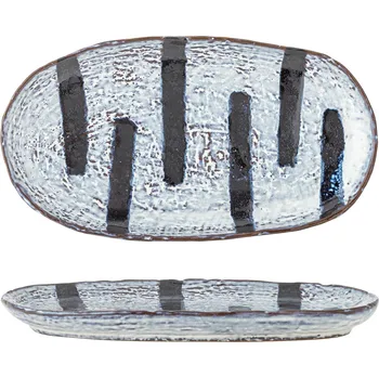 Talíř Bloomingville, Talíř na servírování Ever 24,5 cm modro-černý - Formadore