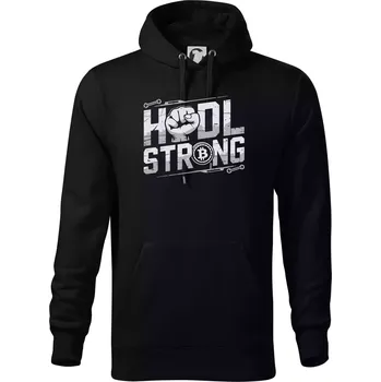 Pánská mikina HODL Strong - Mikina pánská Cape s kapucí - 4XL ( Černá )