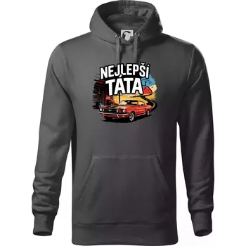 Pánská mikina Nejlepší táta - americké auto - Mikina pánská Cape s kapucí - XL ( Ocelově šedá )