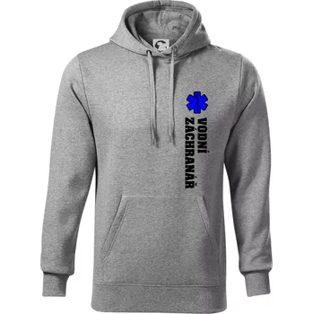 Pánská mikina Rescue - Vodní záchranář - Mikina pánská Cape s kapucí - XL ( Tmavě šedý melír )