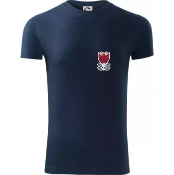 Pánské tričko Folklor na prsu květina čtyřlistá - Viper FIT - Pánské zůžené tričko - M ( Námořní modrá (velmi tmavá - téměř černá) )