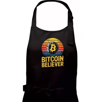 Kuchyňská zástěra Bitcoin Believer Vintage retro sunset - Dámská zástěra na vaření - Univerzální velikost ( Černá )