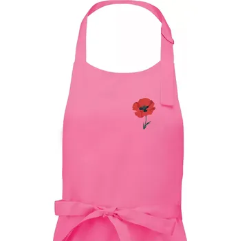 Kuchyňská zástěra Vlčí mák kreslený na prsu - Dámská zástěra na vaření - Univerzální velikost ( Růžová )