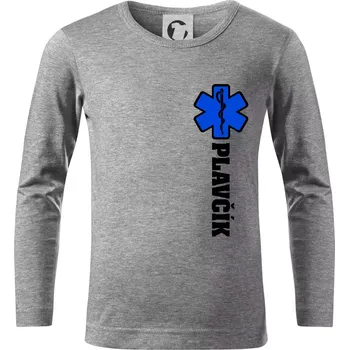 Chlapecké tričko Hvězda života - Plavčík - Triko dětské Long Sleeve - 122 cm/6 let ( Tmavě šedý melír )