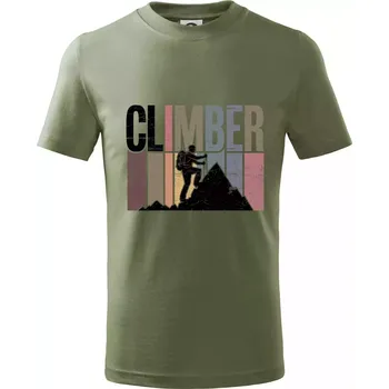 Climber - pruhy barevné - Tričko dětské bavlněné - 146 cm/10 let ( Khaki )