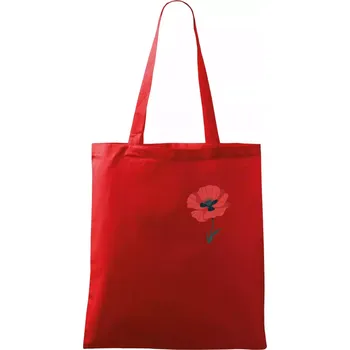 Nákupní taška Vlčí mák kreslený na prsu - Taška bavlněná - 42 x 38 cm ( Červená )
