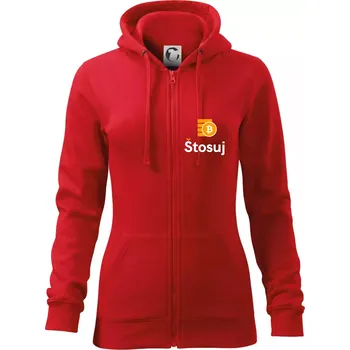 Dámská mikina Štosuj - Logo jen na prsu - Dámská mikina trendy zipper s kapucí - S ( Červená )
