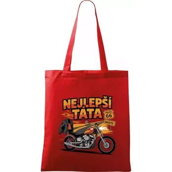 Nákupní taška Nejlepší táta - motorka - chopper - Taška bavlněná - 42 x 38 cm ( Červená )