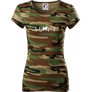 Havanský psík ekg - Dámské maskáčové triko - XL ( Hnědý maskáč )