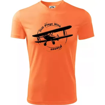 Still Plays With Planes - Dětské triko sportovní (dresovina) - 158 cm/12 let ( Neon mandarine )
