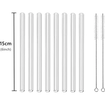 8 ks Skleněná brčka na smoothie 15 cm | krátká brčka, ekologická brčka - 8 ks 15cm rovné