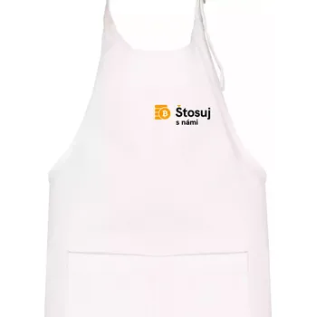 Kuchyňská zástěra Štosuj s námi - logo na prsu - Dětská zástěra na vaření - Univerzální velikost ( Bílá )