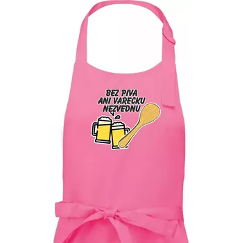 Kuchyňská zástěra Bez piva ani vařečku nezvednu - Dámská zástěra na vaření - Univerzální velikost ( Růžová )