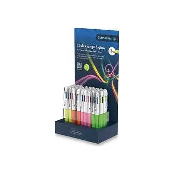 Kuličkové pero SCHNEIDER Take 4 Neon - stojánek 36 ks, mix barev,rychlé dodání