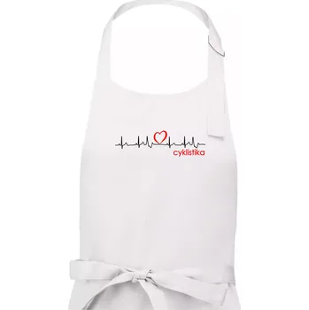 Kuchyňská zástěra Moje srdce bije pro cyklistiku - Dámská zástěra na vaření - Univerzální velikost ( Bílá )