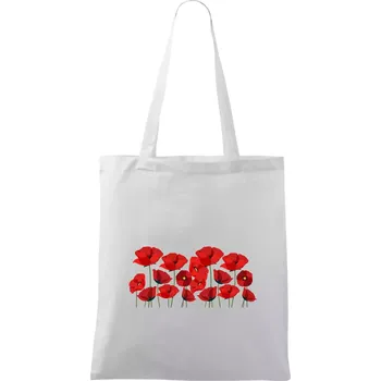 Vlčí mák v řadě - Taška bavlněná - 42 x 38 cm ( Bílá )