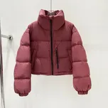 Dámská péřová bunda s vysokým límcem a zipem Barva: Červená, Velikost: ONE SIZE