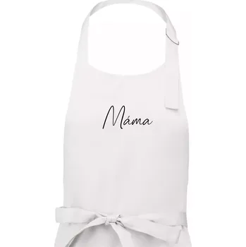 Kuchyňská zástěra Nápis psací na prsou - máma - Dámská zástěra na vaření - Univerzální velikost ( Bílá )