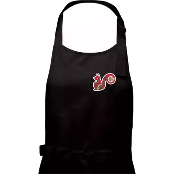 Kuchyňská zástěra Folklor na prsu veverka - Dámská zástěra na vaření - Univerzální velikost ( Černá )