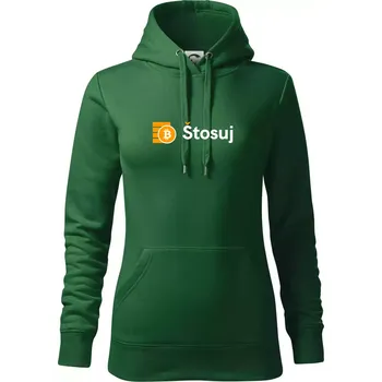 Dámská mikina Štosuj - Logo na prsou - Mikina dámská Cape s kapucí - M ( Lahvově zelená )