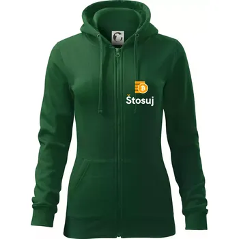 Dámská mikina Štosuj - Logo na prso + záda - Dámská mikina trendy zipper s kapucí - M ( Lahvově zelená )