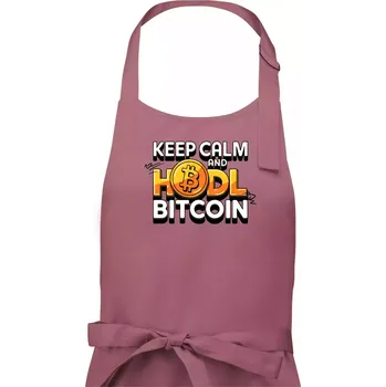 Kuchyňská zástěra 3D nápis Keep Calm and HODL Bitcoin - Pánská zástěra na vaření - Univerzální velikost ( Starorůžová )