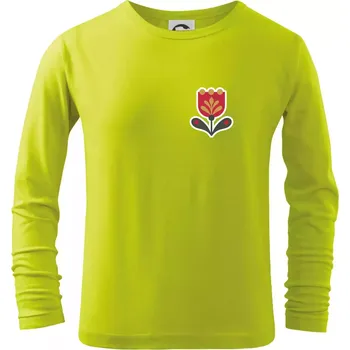 Dětská móda Folklor na prsu tulipán - Triko dětské Long Sleeve - 146 cm/10 let ( Limetková )
