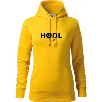 Dámská mikina Hodl, nápis a býk - Mikina dámská Cape s kapucí - M ( Žlutá )