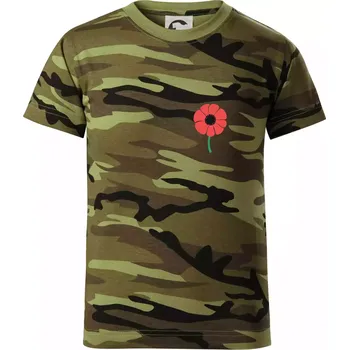 Chlapecké tričko Vlčí mák ikonka na prsu - Dětské maskáčové triko - 146 cm/10 let ( Zelený maskáč )