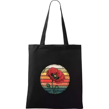 Nákupní taška Vlčí mák vintage kruh - Taška bavlněná - 42 x 38 cm ( Černá )