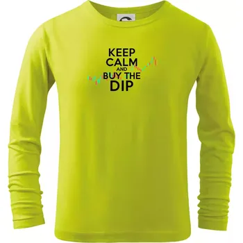 Chlapecké tričko Zeleno červený graf Keep Calm and Buy the Dip - Triko dětské Long Sleeve - 122 cm/6 let ( Limetková )
