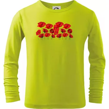 Dětská móda Vlčí mák v řadě - Triko dětské Long Sleeve - 104-110cm / 3-4 roky ( Limetková )