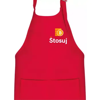 Kuchyňská zástěra Štosuj - Logo na prso + záda - Dětská zástěra na vaření - Univerzální velikost ( Červená )