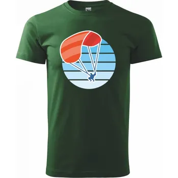 Pánské tričko Paragliding oranžový v modrém kolečku - Triko extra velké (5-8XL) - 6XL ( Lahvově zelená )