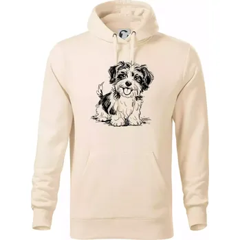 Pánská mikina Havanský psík skica - Mikina pánská Cape s kapucí - L ( Mandlová )