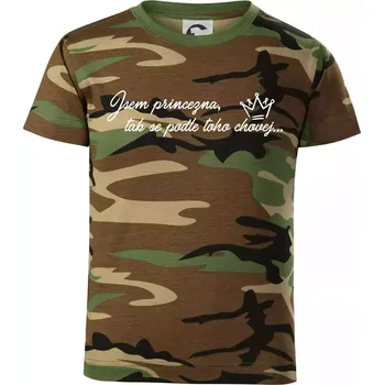 Chlapecké tričko Jsem princezna, tak se podle toho chovej - Dětské maskáčové triko - 122 cm/6 let ( Hnědý maskáč )