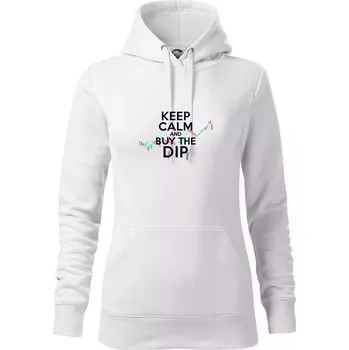 Dámská mikina Zeleno červený graf Keep Calm and Buy the Dip - Mikina dámská Cape s kapucí - S ( Bílá )