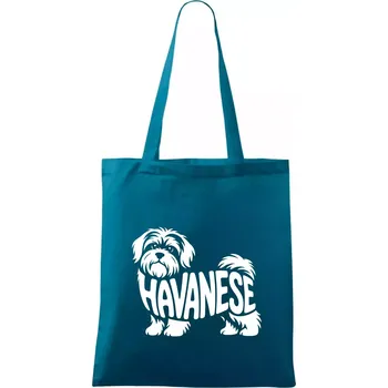 Havanese nápis v těle - Taška bavlněná - 42 x 38 cm ( Petrolejová )