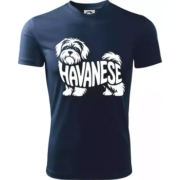 Havanese nápis v těle - Dětské triko sportovní (dresovina) - 134 cm/8 let ( Námořní modrá (velmi tmavá - téměř černá) )