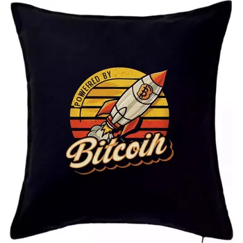 Polštář Powered by Bitcoin bitcoin rocket - Polštář 50x50 - 50x50 - Pouze potah ( Černá )
