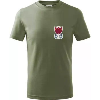 Chlapecké tričko Folklor na prsu květina čtyřlistá - Tričko dětské bavlněné - 134 cm/8 let ( Khaki )