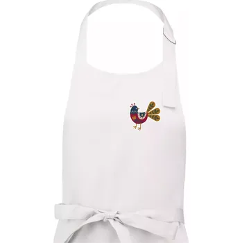 Kuchyňská zástěra Folklor na prsu slepice - Dámská zástěra na vaření - Univerzální velikost ( Bílá )