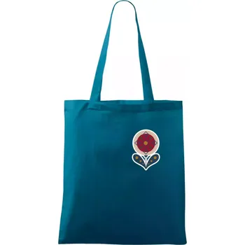 Folklor na prsu květina kulatá - Taška bavlněná - 42 x 38 cm ( Petrolejová )