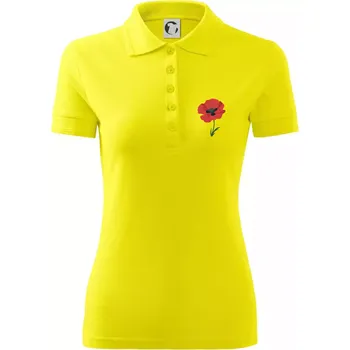 Dámská košile Vlčí mák kreslený na prsu - Polokošile dámská Pique Polo - XL ( Citrónová )