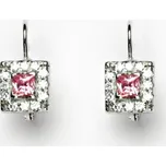 Zlaté naušnice, růžový zirkon, bílé i žluté zlato - VE 20